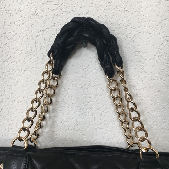 NWOT Betsey Johnson black quilted lamb leather bag - Picture 6 of 10